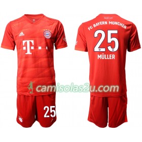 Camisolas de Futebol FC Bayern München MULLER 25 Criança Equipamento Principal 2019/20 Manga Curta